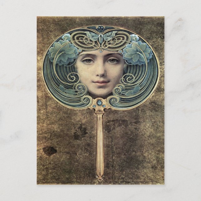 Fächer auf goldenem Grund von Louis Welden Hawkins Postkarte (Vorderseite)