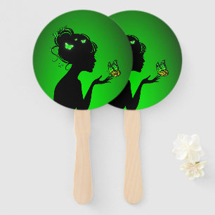 Fächer Die grüne Schmetterlingsfrau