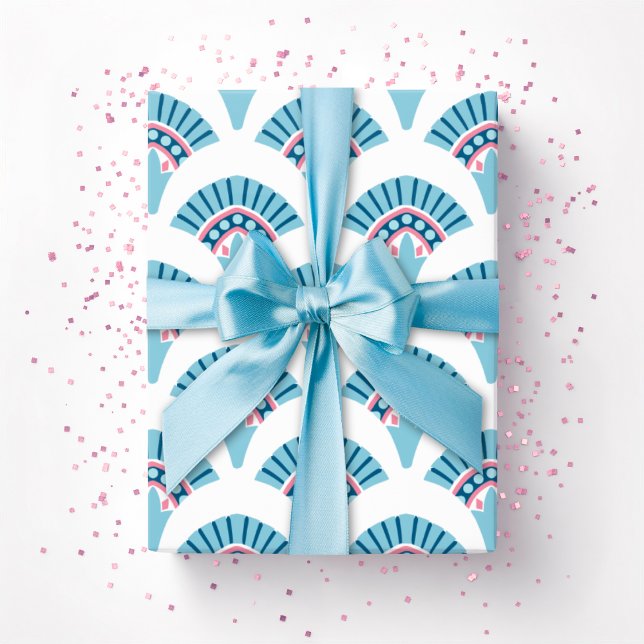 Fächer mit Rüschen in Rosa und Aqua Geschenkpapier (Von Creator hochgeladen)
