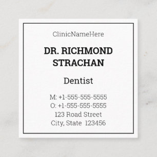 Fachkarte für klassische Gesundheitsversorgung Quadratische Visitenkarte