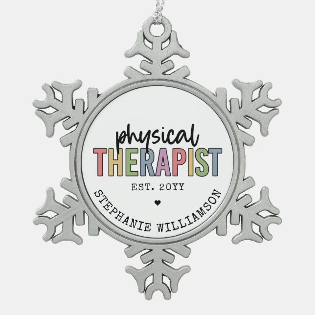 Fachmediziner PT Abschluss Geschenke Schneeflocken Zinn-Ornament (Vorderseite)