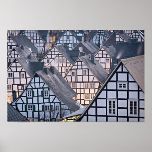 Fachwerkhäuser in Freudenberg Poster
