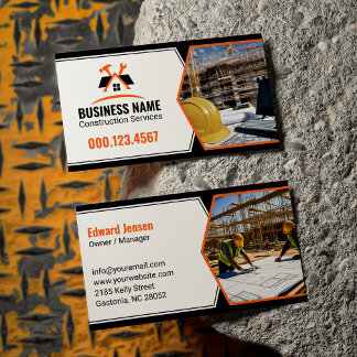 Fachwerkzeug für Auftragnehmer Orange Weiß Visitenkarte