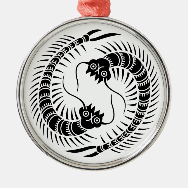 Facing Centipedes Circle Silbernes Ornament (Vorne)