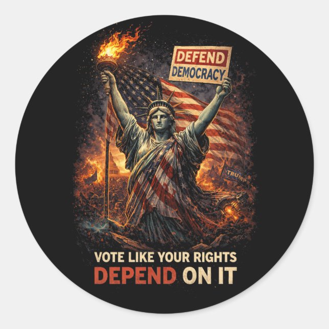Fackel der Demokratie Runder Aufkleber (Vorderseite)