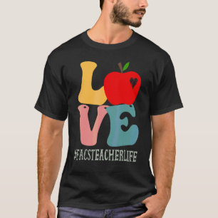 Facs Lehrer Liebe Apfel Groovy Retro Süß Zurück Zu T-Shirt