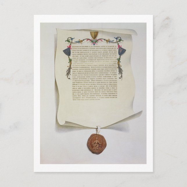 Facsimile Edition der Magna Carta, erste Verlage Postkarte (Vorderseite)