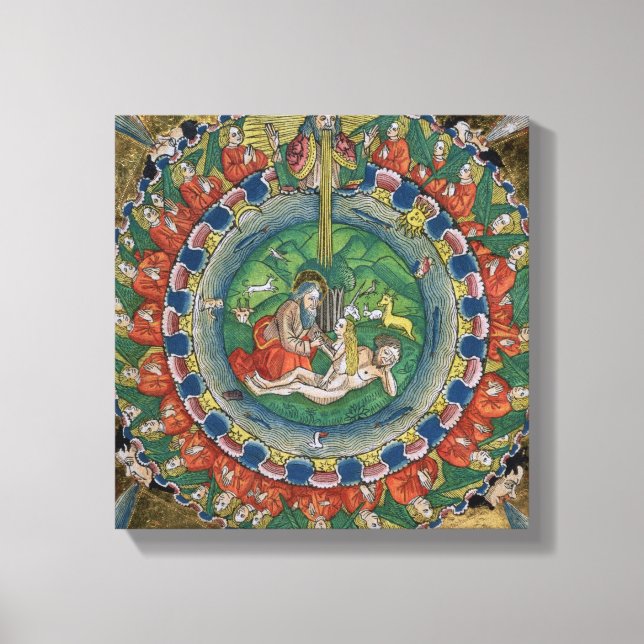 Facsimile Kopie der Genesis 2:22 Gott erschuf Eva, Leinwanddruck (Vorderseite)