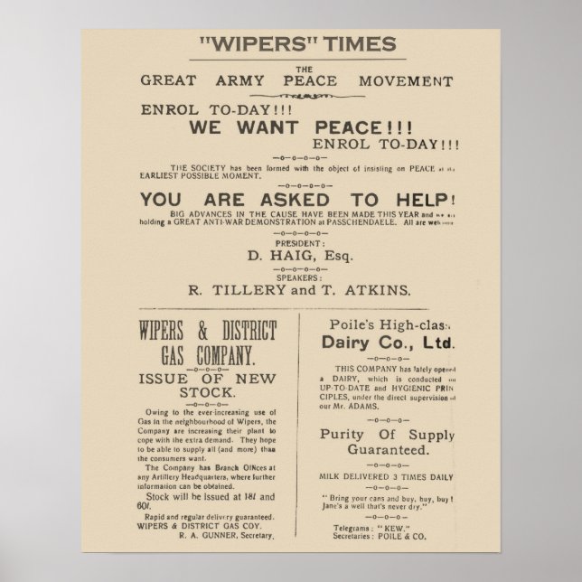 Facsimile-Seiten der Wipers Times 1917 Poster (Vorne)