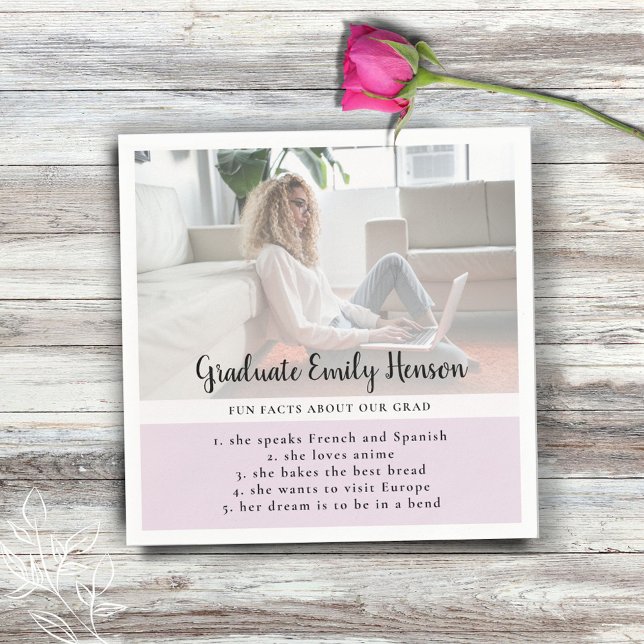 Fact Pink Graduate Foto Graduate Party Serviette (Von Creator hochgeladen)