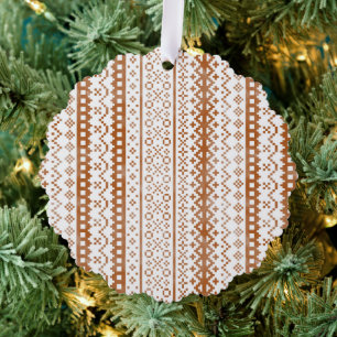 Faded Fair Isle Strick Aquarell Cabincore Orange Ornament Karte