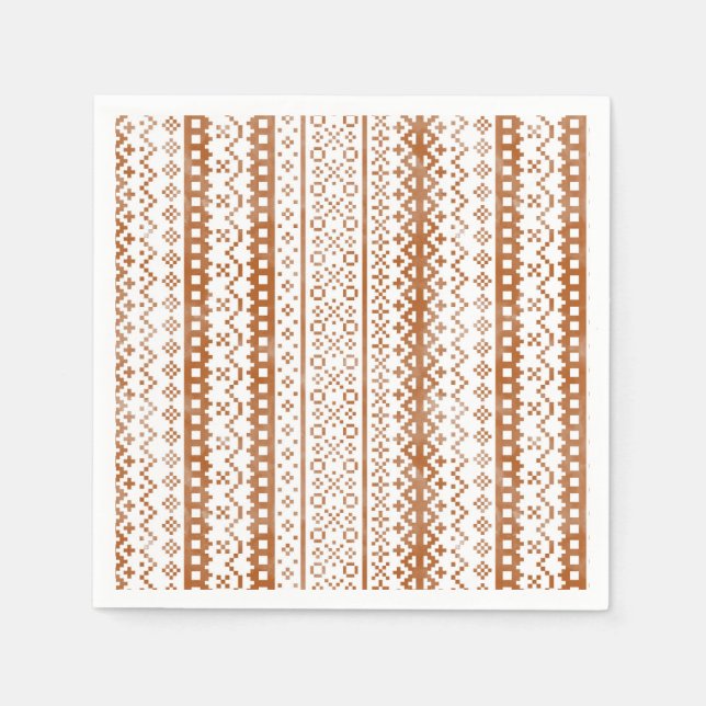 Faded Fair Isle Strick Aquarell Cabincore Orange Serviette (Vorderseite)