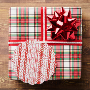 Faded Fair Isle Strick Aquarellfarbe Rot Ornament Karte