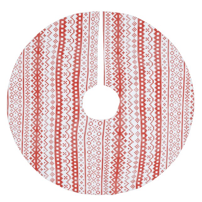 Faded Fair Isle Strick Aquarellfarbe Rot Polyester Weihnachtsbaumdecke (Vorderseite)