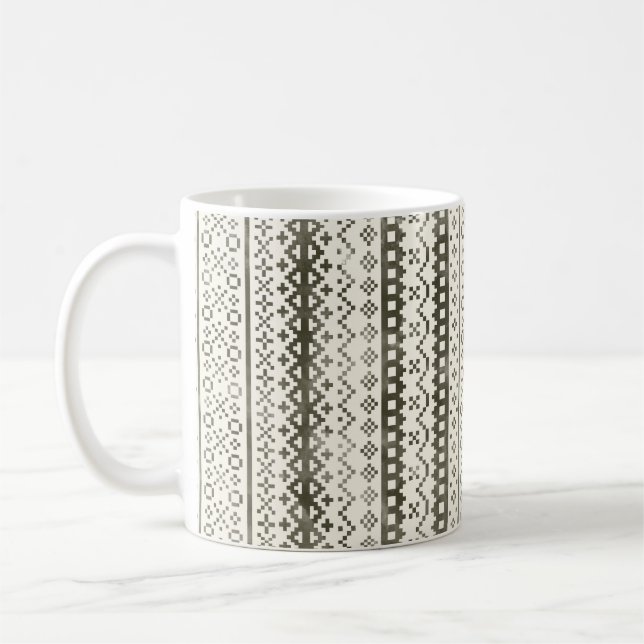 Faded Fair Isle Strick Wasserfarbe Schwarz Kaffeetasse (Links)