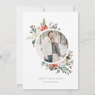 Faded Floral Holiday Foto Card Feiertagskarte