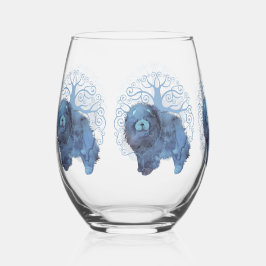 FADED GENES Chow Chow Stemless Wine Glass Weinglas Ohne Stiel
