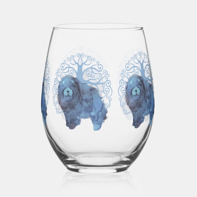 FADED GENES Chow Chow Stemless Wine Glass Weinglas Ohne Stiel (Rückseite)