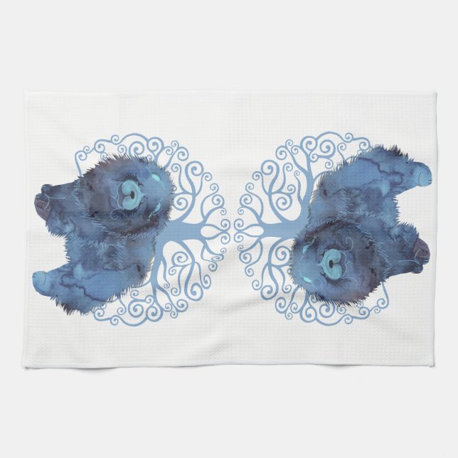 FADED GENES Chow TREE OF LIFE Kitchen Handtuch (Horizontal)