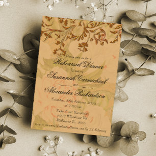 Faded Peonies and Gold Wedding Probe Dinner Einladung