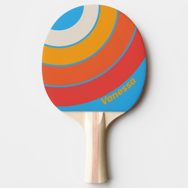 Faded Surf Blue Circle Stripe with Name Tischtennis Schläger (Vorderseite)