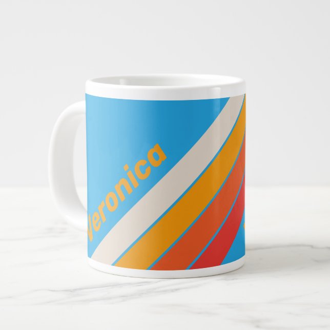 Faded Surf Blue Stripes with Name Jumbo-Tasse (Vorderseite Links)
