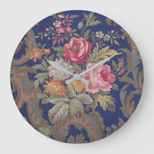 Faded Vintage Victorian style Floral Chintz Große Wanduhr