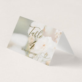 Faded White Roses Foto Wedding Table Platzkarte