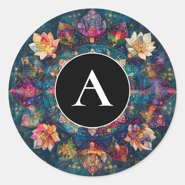 Fäden des Lichts | Florales Mandala-Design Runder Aufkleber (Vorderseite)
