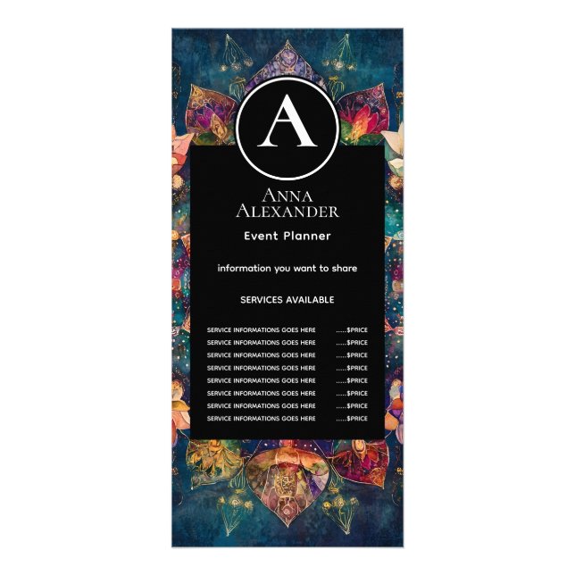 Fäden des Lichts | Florales Mandala-Design Werbekarte (Vorne)