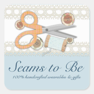 Faden mit benutzerdefinierten Farbnähscheren Quadratischer Aufkleber