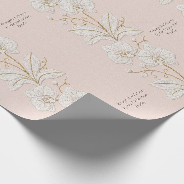 Fadenbemalte Kunst | Elfenbein-Orchidee Custom Geschenkpapier (Ecke)