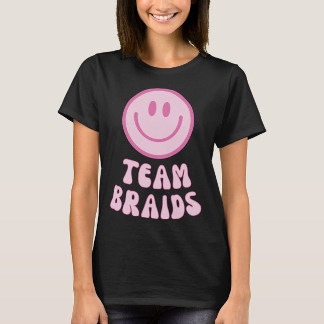 Fades or Braids Gender Reveal Retro Team Braids T-Shirt (Vorderseite)