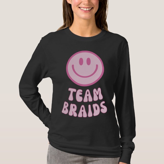 Fades or Braids Gender Reveal Retro Team Braids T-Shirt (Vorderseite)