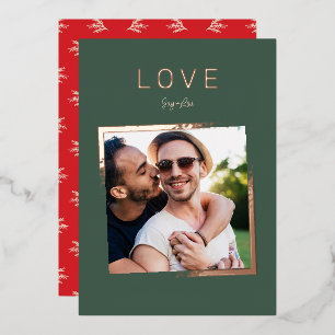FADING FRAME Foto einfache LIEBE ROSÉGOLD Folien Feiertagskarte