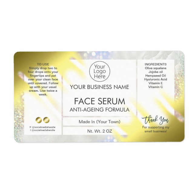 Fading Gold Fair Face Serum Label (Vorne)