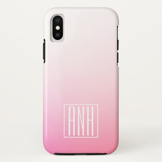 Fading Pinks Ombre Gradation & Your Initials Case-Mate iPhone Hülle (Rückseite)