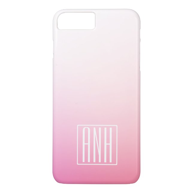 Fading Pinks Ombre Gradation & Your Initials Case-Mate iPhone Hülle (Rückseite)