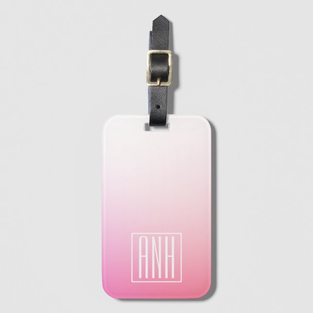 Fading Pinks Ombre Gradation & Your Initials Gepäckanhänger (Vorderseite Vertikal)
