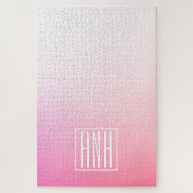 Fading Pinks Ombre Gradation & Your Initials Puzzle (Vertikal)