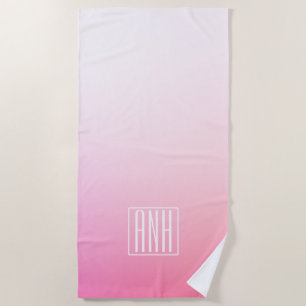 Fading Pinks Ombre Gradation & Your Initials Strandtuch