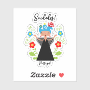 Fado-Sängerin mit portugiesischen Karawanenschiffe Aufkleber