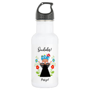 Fado-Sängerin mit portugiesischen Karawanenschiffe Edelstahlflasche