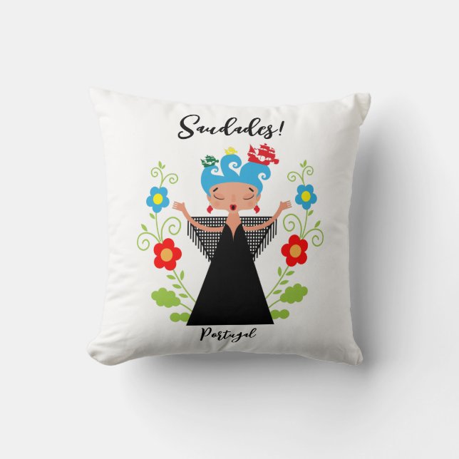 Fado-Sängerin mit portugiesischen Karawanenschiffe Kissen (Vorderseite)
