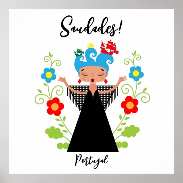 Fado-Sängerin mit portugiesischen Karawanenschiffe Poster (Vorne)