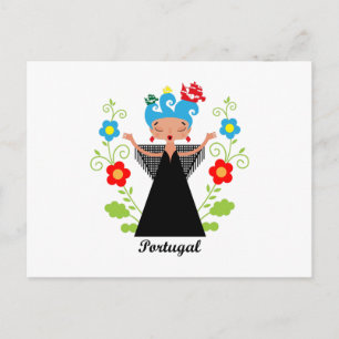 Fado-Sängerin mit portugiesischen Karawanenschiffe Postkarte
