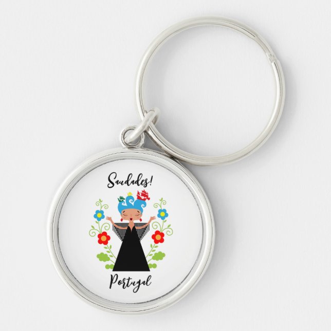 Fado-Sängerin mit portugiesischen Karawanenschiffe Schlüsselanhänger (Vorne)