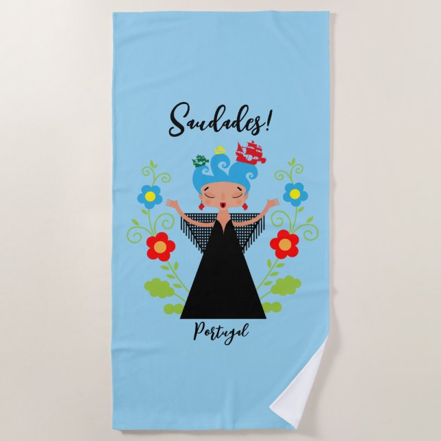 Fado-Sängerin mit portugiesischen Karawanenschiffe Strandtuch (Vorderseite)