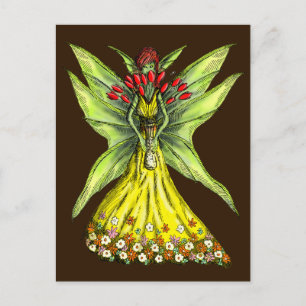 Faery with Flower Bouquet Postkarte