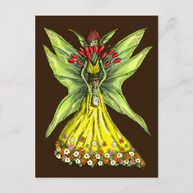 Faery with Flower Bouquet Postkarte (Vorderseite)